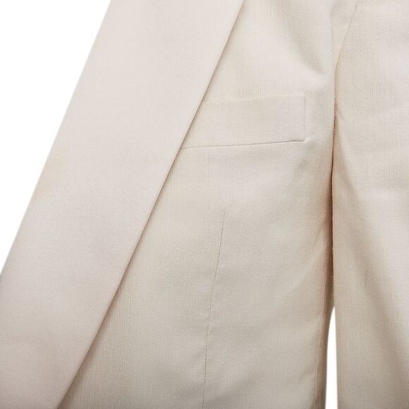 SAINT LAURENT 2023 cream multi silk blend satin lapel tuxedo blazer IT44 XS